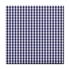 Usa Flag Blue Large Gingham Check Plaid  Tile Coasters by PodArtist