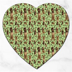 Puppy Dog Pattern Jigsaw Puzzle (heart) by BangZart