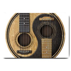 Old And Worn Acoustic Guitars Yin Yang Large Doormat  by JeffBartels