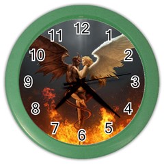 Angels Wings Curious Hell Heaven Color Wall Clocks by BangZart