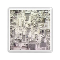 White Technology Circuit Board Electronic Computer Memory Card Reader (square)  by BangZart