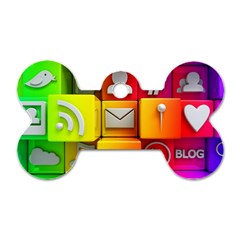 Colorful 3d Social Media Dog Tag Bone (two Sides) by BangZart