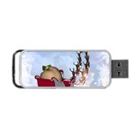 Christmas, Santa Claus With Reindeer Portable USB Flash (Two Sides) Back
