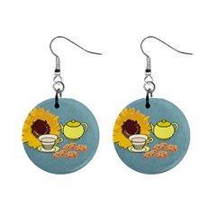 Cookie And Tea Sunflower Mini Button Earrings by twirlsandswirlsdesigns