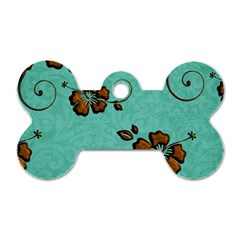 Chocolate Background Floral Pattern Dog Tag Bone (one Side) by Nexatart