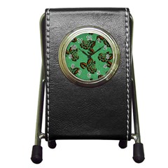 Chocolate Background Floral Pattern Pen Holder Desk Clocks by Nexatart