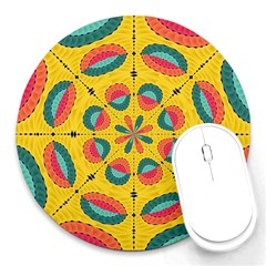 Textured Tropical Mandala Round Mousepads by linceazul