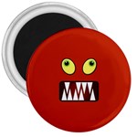 Funny Monster Face 3  Magnets Front