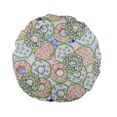 Donuts Pattern Standard 15  Premium Round Cushions by ValentinaDesign