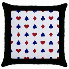 Playing Cards Hearts Diamonds Throw Pillow Case (black) by Mariart