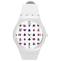 Playing Cards Hearts Diamonds Round Plastic Sport Watch (m) by Mariart