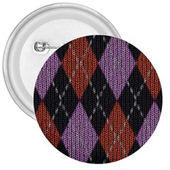 Knit Geometric Plaid Fabric Pattern 3  Buttons by paulaoliveiradesign