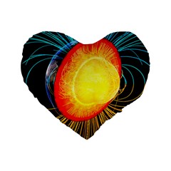 Cross Section Earth Field Lines Geomagnetic Hot Standard 16  Premium Flano Heart Shape Cushions by Mariart