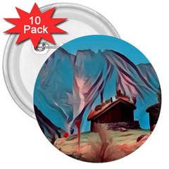 Modern Norway Painting 3  Buttons (10 Pack)  by NouveauDesign