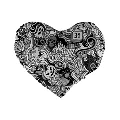 Halloween Pattern Standard 16  Premium Flano Heart Shape Cushions by ValentinaDesign