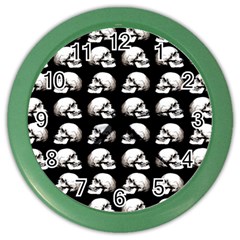 Halloween Skull Pattern Color Wall Clocks by ValentinaDesign