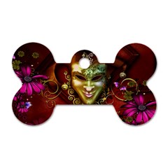 Wonderful Venetian Mask With Floral Elements Dog Tag Bone (one Side) by FantasyWorld7