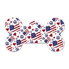 Peace Love America Icreate Dog Tag Bone (two Sides) by iCreate