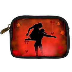 Dancing Couple On Red Background With Flowers And Hearts Digital Camera Cases by FantasyWorld7