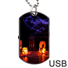 Awaiting Halloween Night Dog Tag Usb Flash (two Sides) by gothicandhalloweenstore