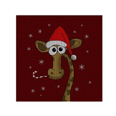 Christmas Giraffe  Small Satin Scarf (square) by Valentinaart