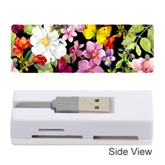 Beautiful,floral,hand Painted, Flowers,black,background,modern,trendy,girly,retro Memory Card Reader (stick)  by NouveauDesign