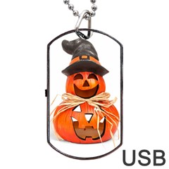 Funny Halloween Pumpkins Dog Tag Usb Flash (one Side) by gothicandhalloweenstore