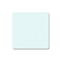 Tiffany Aqua Blue Candy Polkadot Hearts On White Square Magnet by PodArtist