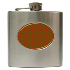 Classic Christmas Red And Green Houndstooth Check Pattern Hip Flask (6 Oz) by PodArtist