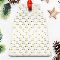 Gold Scales Of Justice On White Repeat Pattern All Over Print Ornament (bell) by PodArtist