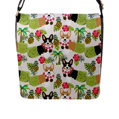 Hula Corgis Fabric Flap Messenger Bag (l)  by Celenk