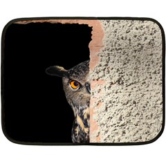 Owl Hiding Peeking Peeping Peek Fleece Blanket (mini) by Celenk