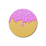 Strawberry Ice Cream Rubber Coaster (Round)  Front