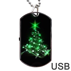 Christmas Tree Background Dog Tag Usb Flash (two Sides) by BangZart