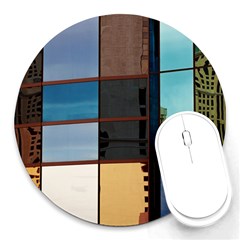 Glass Facade Colorful Architecture Round Mousepads by BangZart