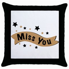 Lettering Miss You Banner Throw Pillow Case (black) by BangZart