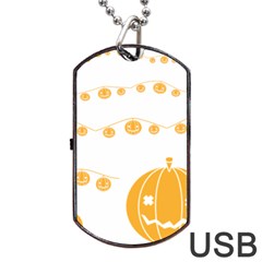 Pumpkin Halloween Deco Garland Dog Tag Usb Flash (two Sides) by BangZart