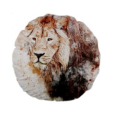 Lion Animal Art Abstract Standard 15  Premium Round Cushions by Celenk