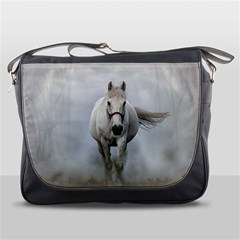 Horse Mammal White Horse Animal Messenger Bags by Celenk
