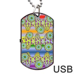 Amoeba Flowers Dog Tag Usb Flash (two Sides) by CosmicEsoteric