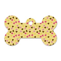Beige Hearts Dog Tag Bone (one Side) by snowwhitegirl