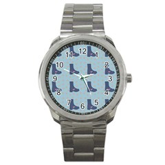 Deer Boots Teal Blue Sport Metal Watch by snowwhitegirl