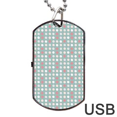 Pink Peach Grey Eggs On Teal Dog Tag Usb Flash (one Side) by snowwhitegirl