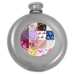 Quilt Of My Patterns Round Hip Flask (5 oz) Front