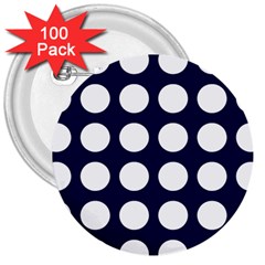 Big Dot Blue 3  Buttons (100 Pack)  by snowwhitegirl