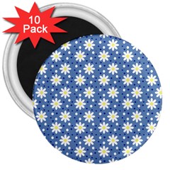 Daisy Dots Blue 3  Magnets (10 Pack)  by snowwhitegirl