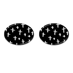 White Cross Cufflinks (oval) by snowwhitegirl