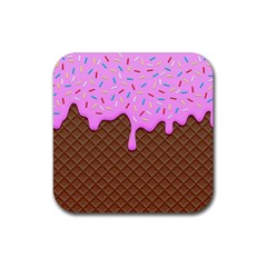 Chocolate And Strawberry Icecream Rubber Coaster (square)  by jumpercat