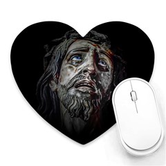 Jesuschrist Face Dark Poster Heart Mousepads by dflcprints