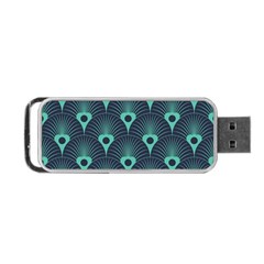 Blue,teal,peacock Pattern,art Deco Portable Usb Flash (one Side) by NouveauDesign